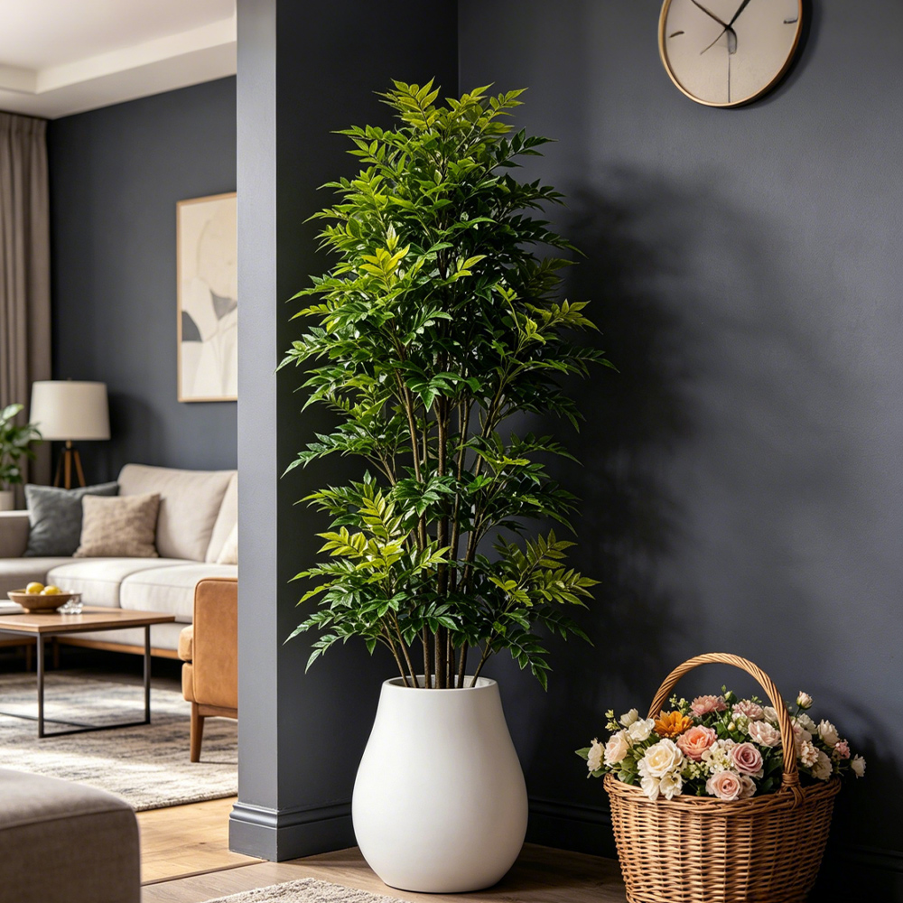 Ficus Lyrata Tree - 73-135cm Large Fake Nandina Plant Artificial