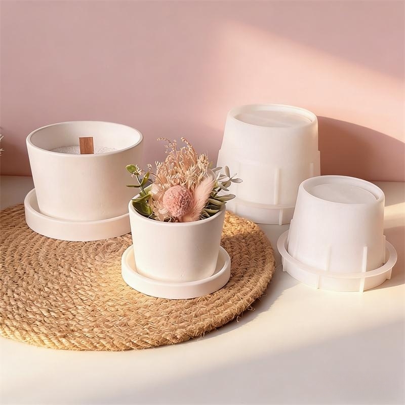 Echeveria Succulent - Round Plaster Vase Flowerpot Cement Succulent