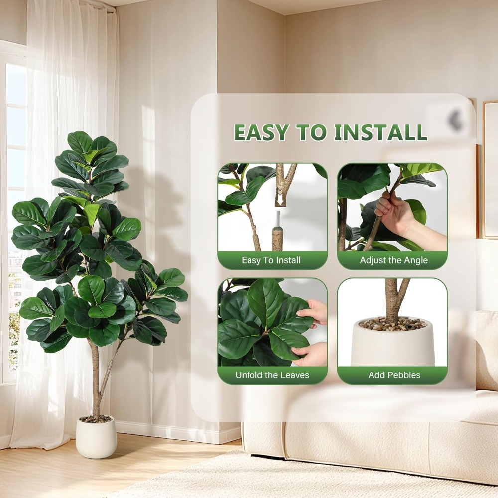 Lifelike Artificial Fiddle Lea - Ficus Lyrata Tree recension och pris