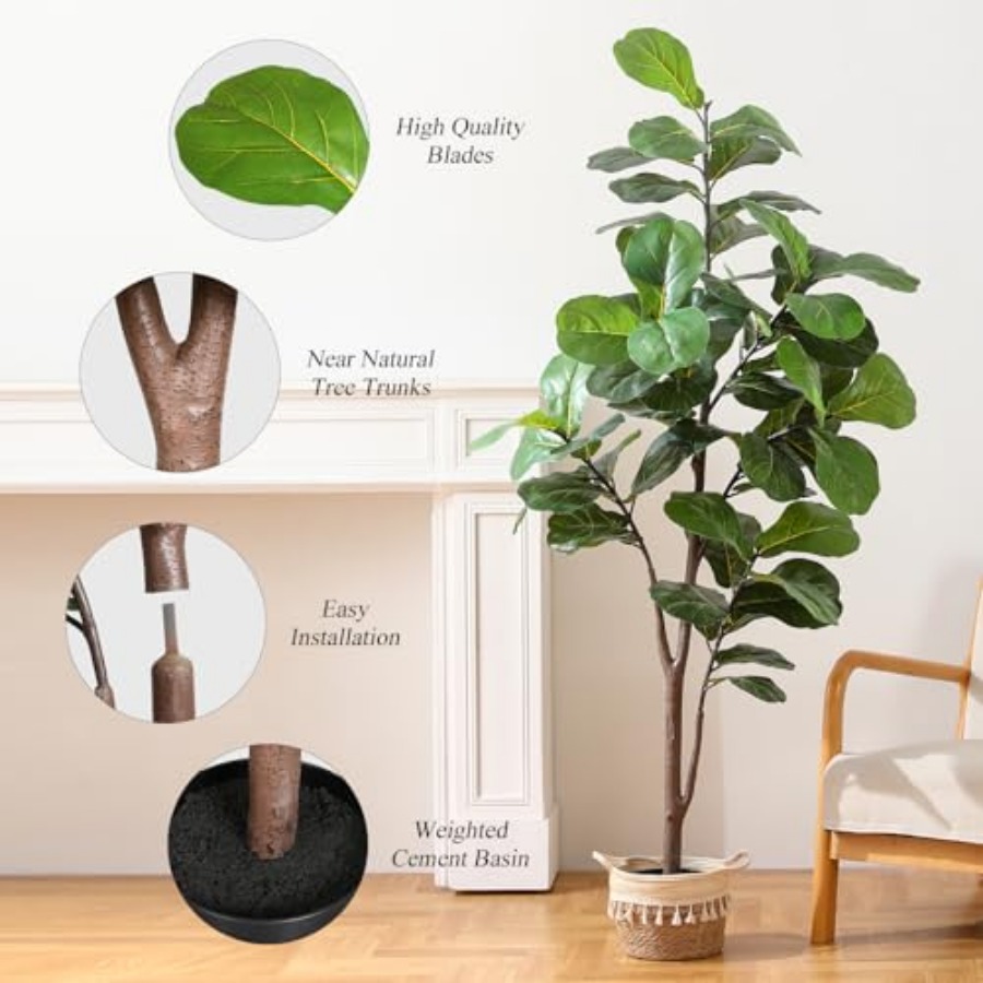 Artificial Fiddle Leaf Fig Tre - Ficus Lyrata Tree recension och pris