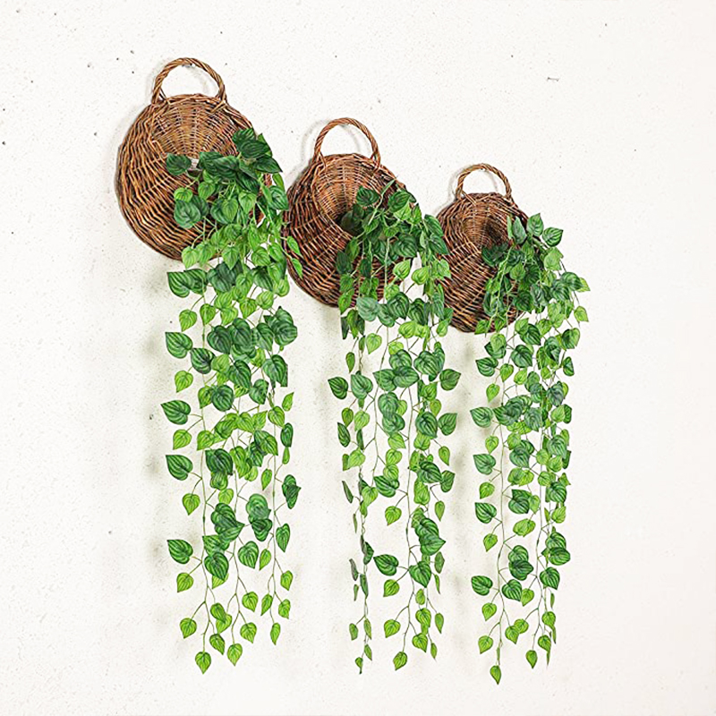 Artificial Basket Rattan Hangi - Pilea Peperomioides recension och pris