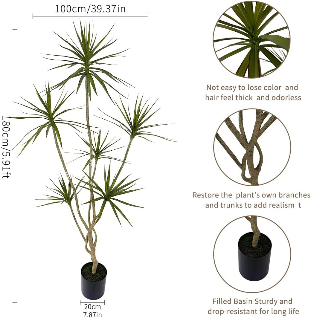 6ft Tall Artificial Dracaena M - Dracaena Marginata recension och pris