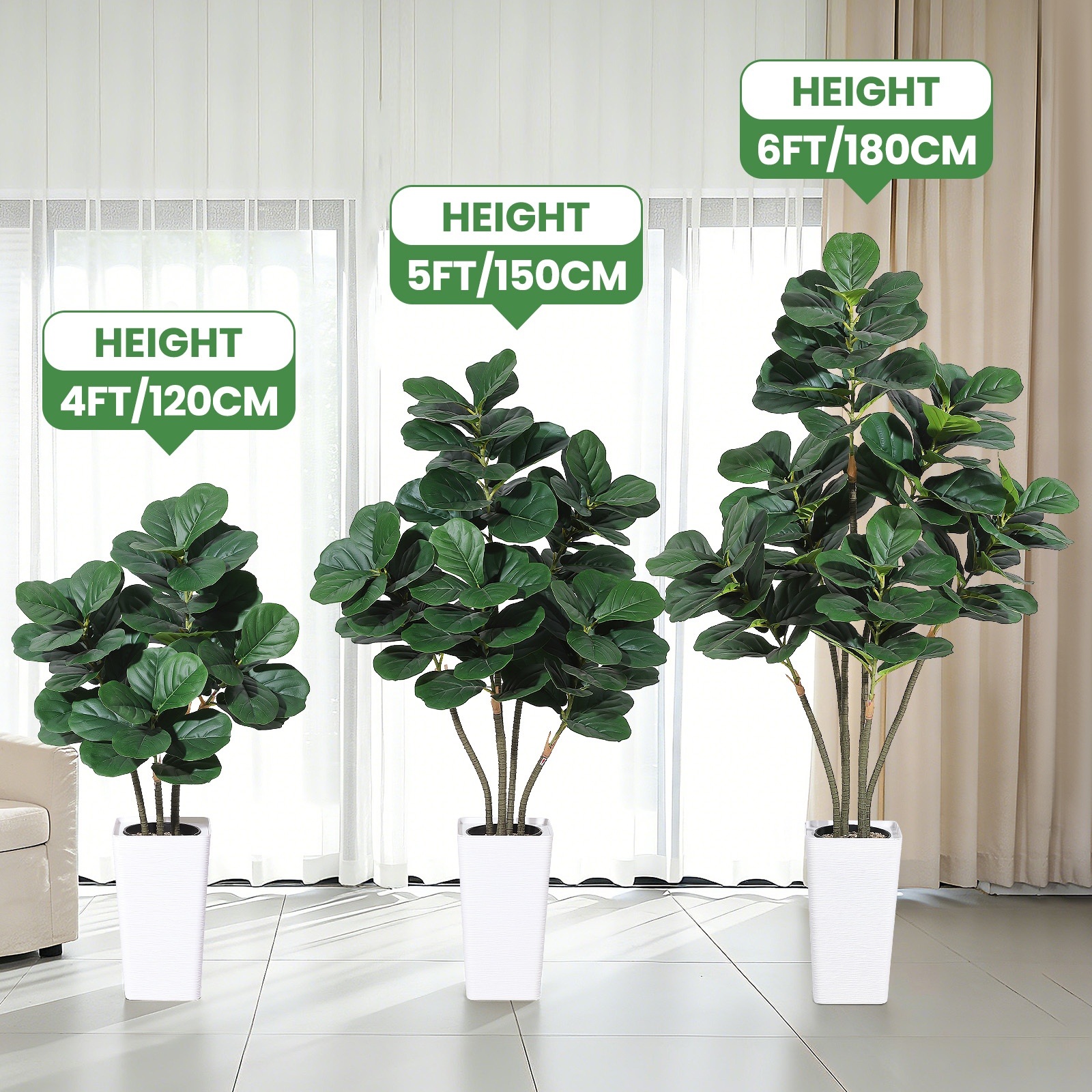 Artificial Fiddle Leaf Tree,Fa - Ficus Lyrata Tree recension och pris