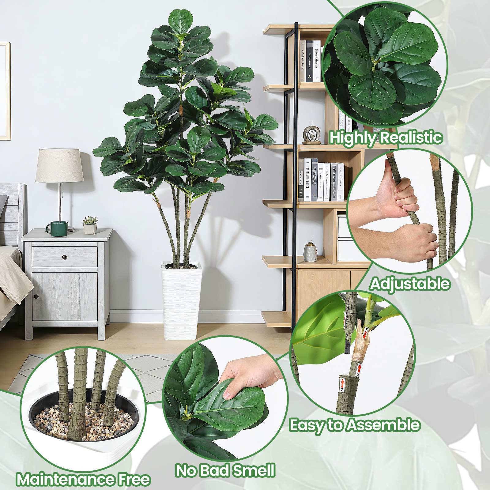 Artificial Fiddle Leaf Tree,Fa - Ficus Lyrata Tree recension och pris